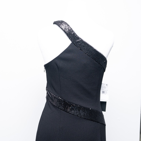 Adrianna Papell Knit Crepe One Shoulder Sequin Gown - Picture 12 of 12